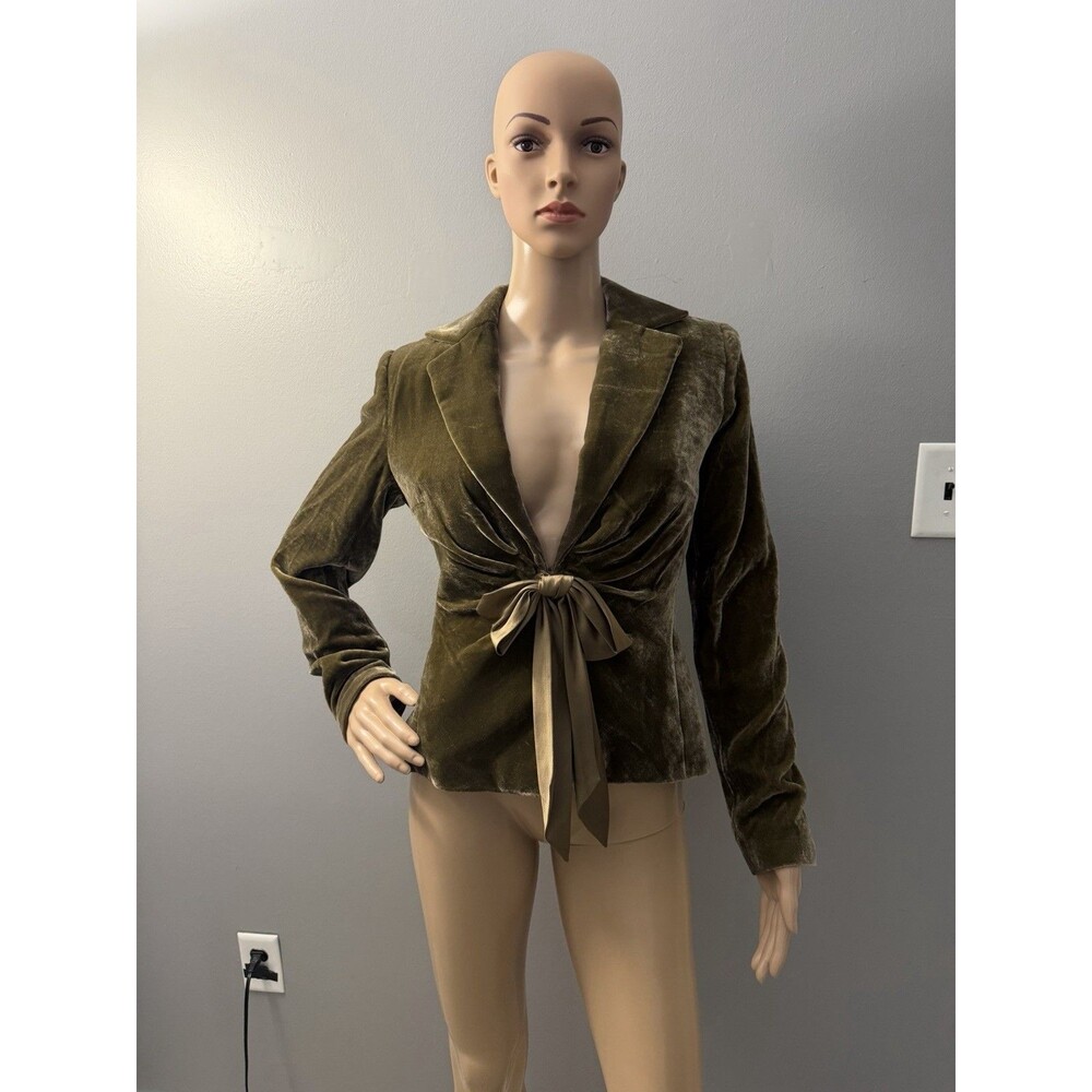 Kay Unger vintage Brown Velvet Silk blend snap button blazer jacket No Sz Tag